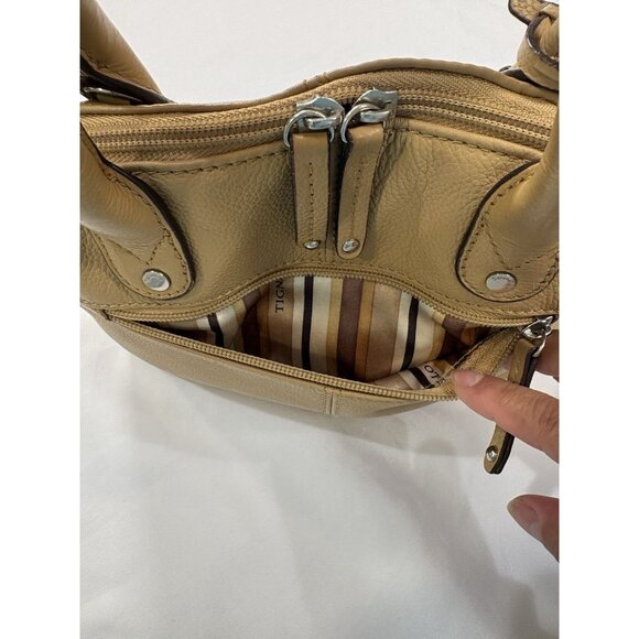Tignanello Mini Dome Satchel Tan Genuine Leather Top Handle Bag - Picture 6 of 16